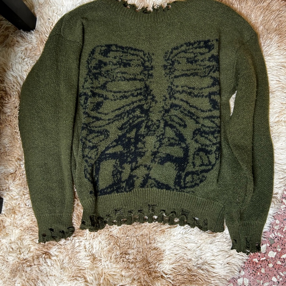 Olive Green Skeleton Sweater